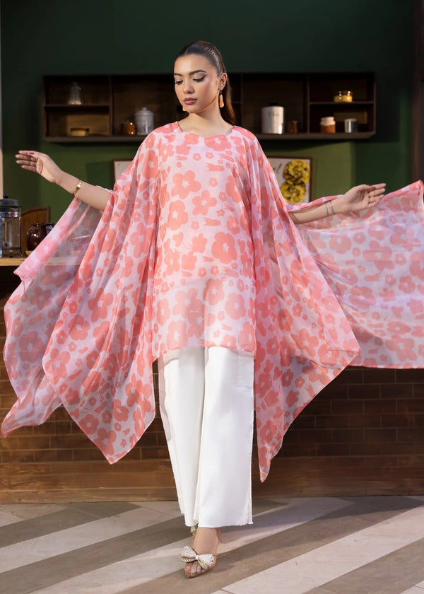 pink chiffon short kaftan ALB90