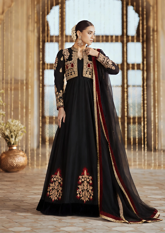 Black Maxi with Waistcoat ALL206