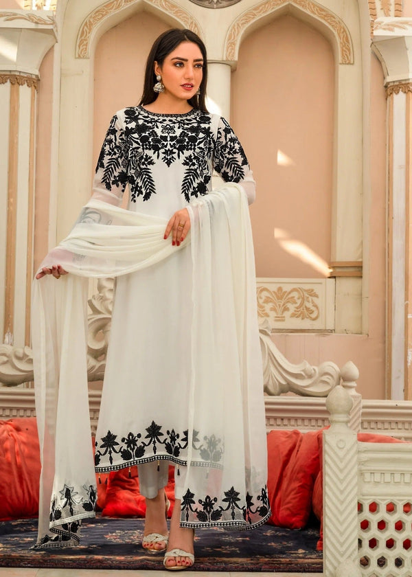 White chiffon suit ALL201