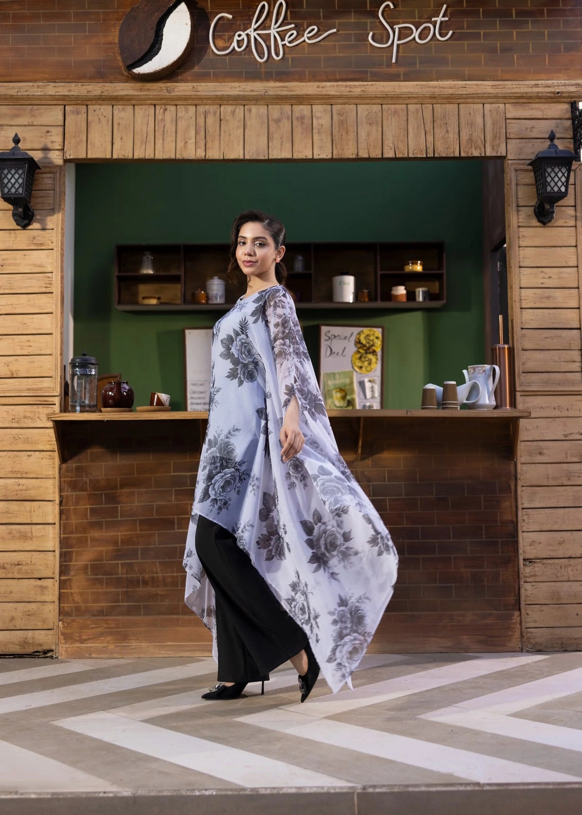ice blue chiffon kaftan ALB20