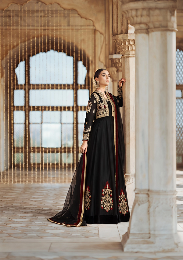 Black Maxi with Waistcoat ALL206