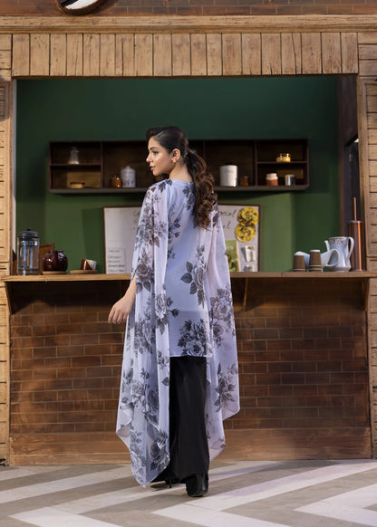 ice blue chiffon kaftan ALB20