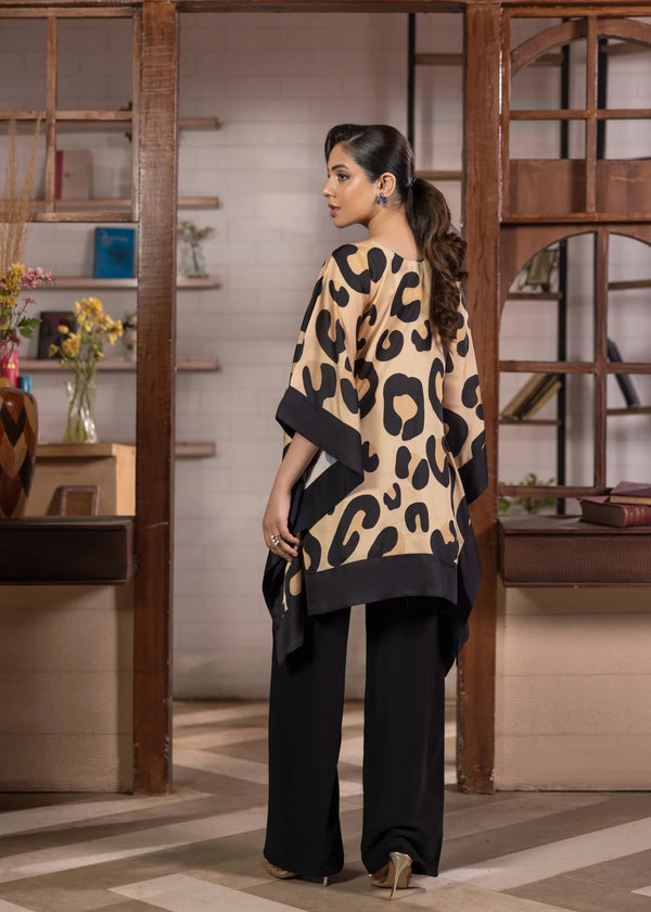 leopard silk short kaftan alb80