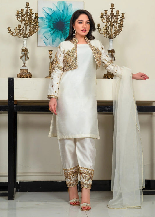 CREAM COLOR WAISTCOAT SET ALL222