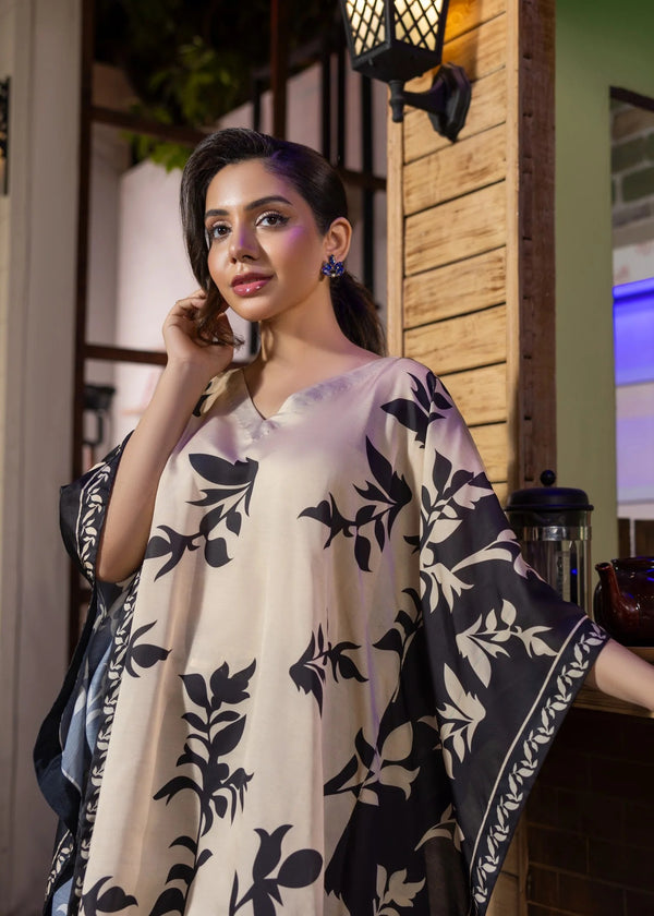 beige silk short kaftan alb75