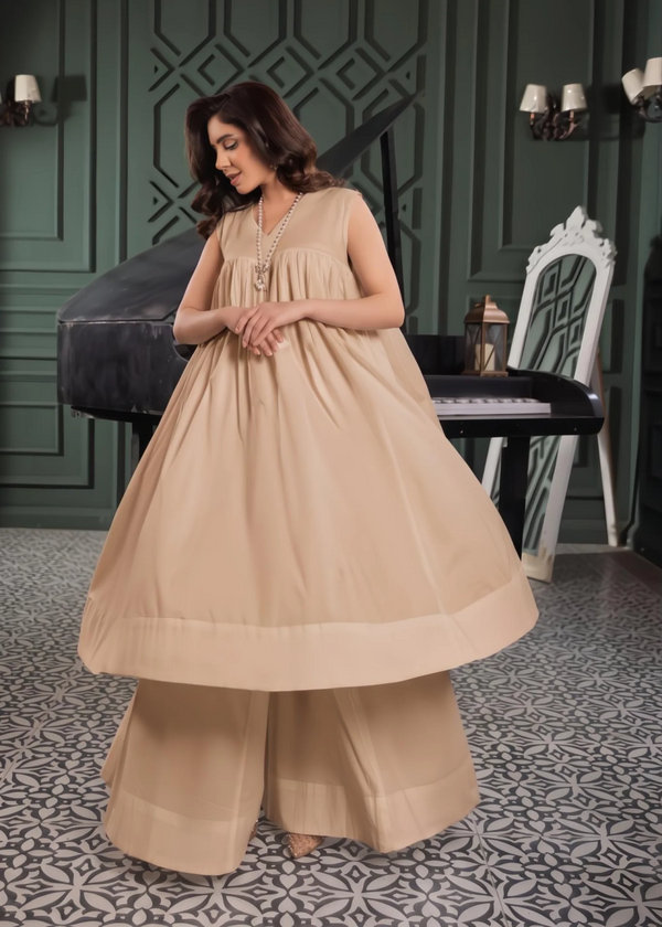 beige short frock alb2232