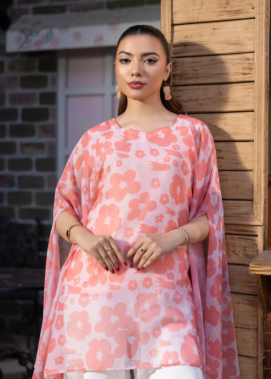 pink chiffon short kaftan ALB90