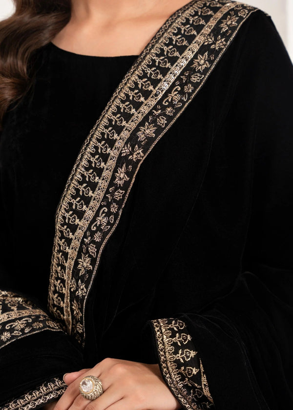 SOLID VELVET SUIT WITH SHAWL ALL060