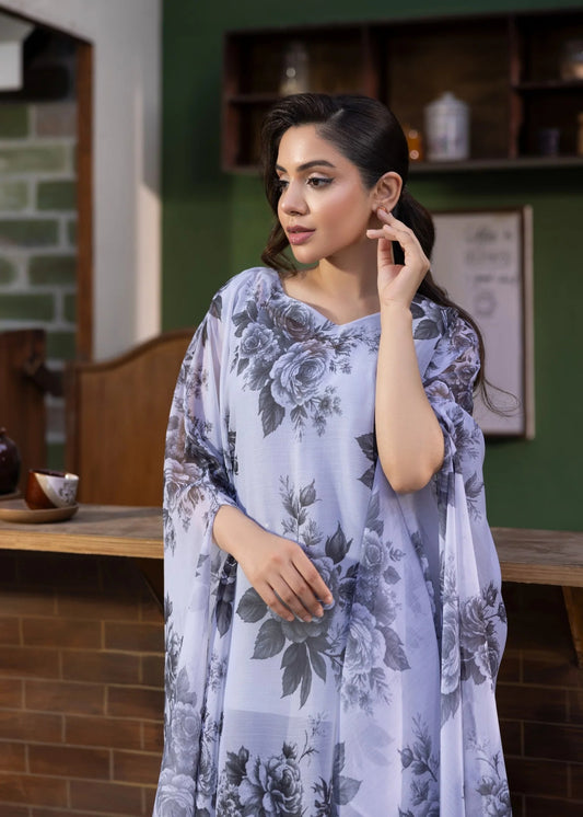 ice blue chiffon kaftan ALB20