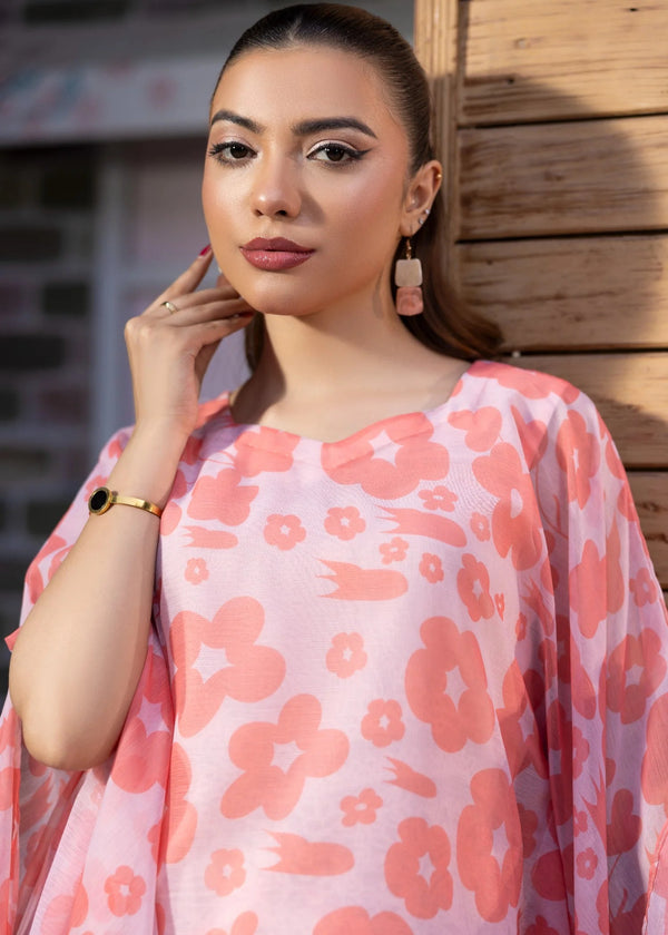 pink chiffon short kaftan ALB90