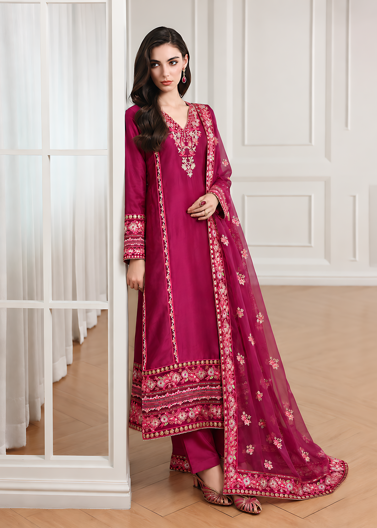 Rose Magenta Silk Suit ALS5897-M