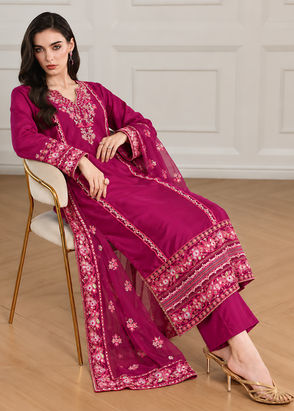 Rose Magenta Silk Suit ALS5897-M