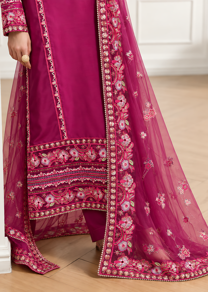 Rose Magenta Silk Suit ALS5897-M