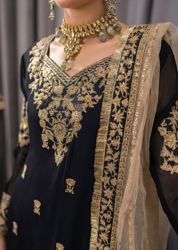 Black Chiffon Suit ALN03-B