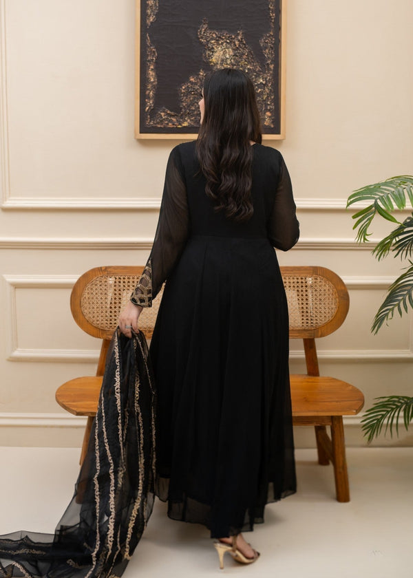 BLACK CHIFFON MAXI ALL307
