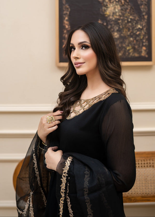 BLACK CHIFFON MAXI ALL307