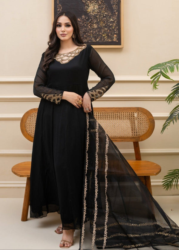 BLACK CHIFFON MAXI ALL307